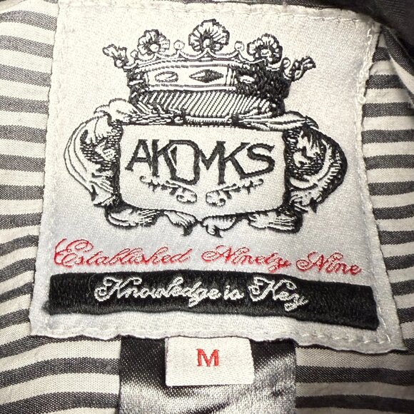 Men's AKADEMIKS AKDMS Long Sleeve Streetwear Black Chambray‎ Shirt- Size M - Picture 8 of 10